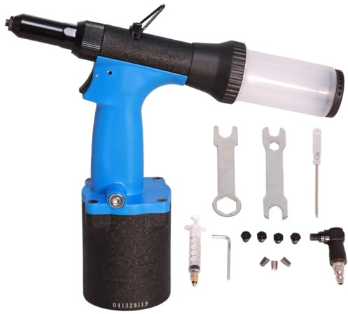 Seababyhouse Self-Suction Pneumatic Rivet Gun Air Pop Riveter Gun Kit, 3/16, 5/32, 1/8, 3/32 Hydraulic Riveting Tool, w/Extra Jaws, Suitable for High-power Air Compressor