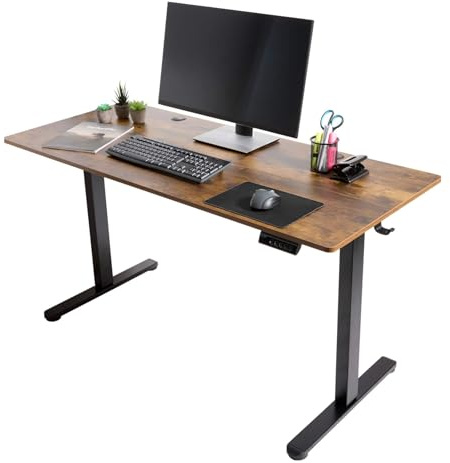 Arebos elektrisch höhenverstellbarer Schreibtisch 120x60 cm | Memory-Funktion | Verstellbarer Computertisch 72-118 cm | Standing Desk | ergonomischer Bürotisch | Steh-Sitz Tisch | Braun