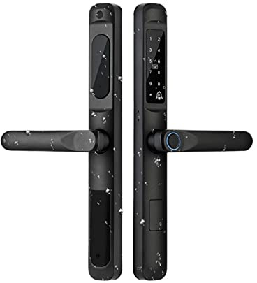 JOJIDE Smart Door Lock, Tuya App Waterproof Smart Door Lock Aluminum Sliding Biometric lock fingerprint door handle Digital Keyless Glass lock(No B)