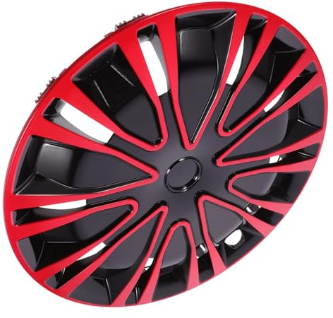 Dekorative Radnabenabdeckung 15 Zoll Pp Rot Schwarz für Radnabe | Radkappenabdeckung 14 Zoll Rot, Praktische Selbstgemachte Montage, Einfach Anzubringen, Glänzend