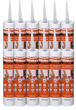 SILIMAX Painters Caulk for Home Improvement – Painters Acrylic Caulking White – Latex Paintable Caulk – 9.5 fl oz Cartridge (12-Pack, 12, Count)