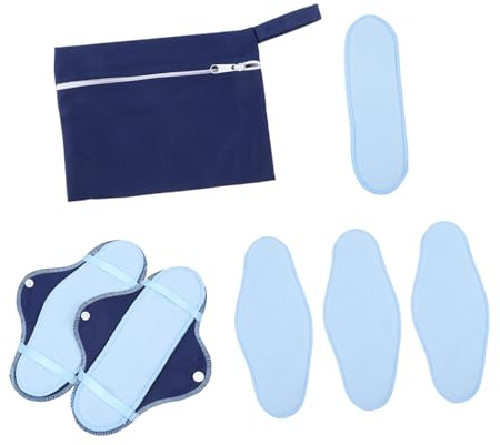 MOLUCKFU Waschbare mit Geruchshemmender Mikrofaserschicht Damenbinden aus Polar Fleece mit 8 Stück Menstruationsbinden Wiederverwendbare Inkl Reißverschlusstasche für Tag und Nacht