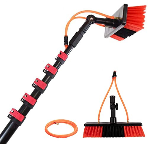 Spazzola telescopica alimentata ad acqua da 3,6 a 10,8 m, palo estensibile per la pulizia di finestre e pannelli solari, ideale per tetti di verande e attrezzature per la pulizia leggere