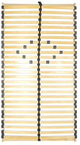 Lomadox Lattenrost 85x190 cm Federholzrahmen mit 26 leisten, Mittelgurt & Verstellbarer Komfortzone, für alle Matratzen geeignet