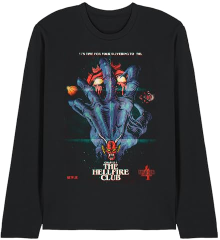 Stranger Things Hellfire poster unisex långärmad T-shirt, svart, XL
