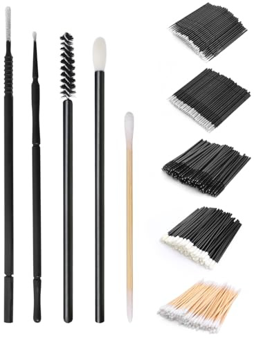 hommova 500 Pcs Disposable Black Lip Mascara Wands Set, Micro Applicator Brushes