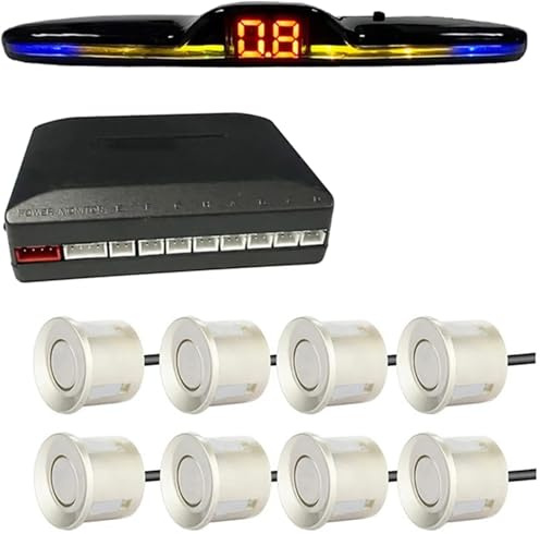 Radar Parking Sensor Backlight Park LED Display System Backup Monitor Detector Assistant 4/6/8 Radar Sensor(Champagne Gold,8 sensors)