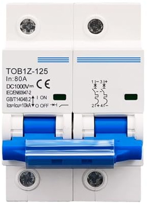 Disjoncteur 2P DC 1000V MCB 125A 100A 80A for système PV Courbe C Interrupteur principal de batterie(100A)