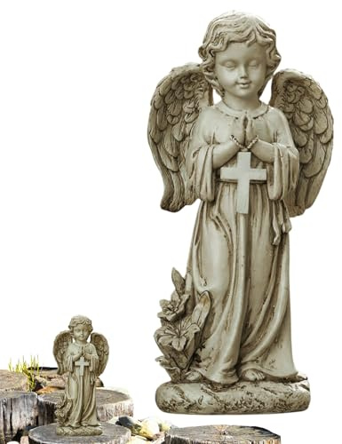 Statue de jardin d'ange, statue d'ange de décoration de jardin - Statue avec lumière solaire - Sculpture de solaire étanche, pour balcon, bateaux, terrasse