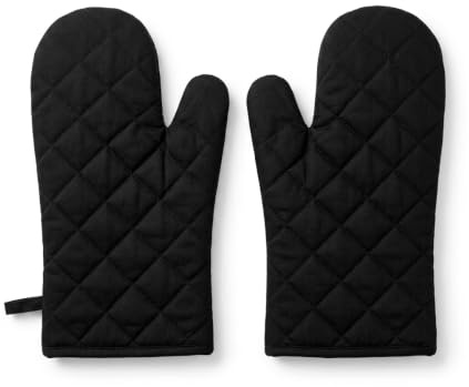 MAQNSCO Oven Mitts 2pcs Anti-Slip Silicone Oven Gloves,Heat Resistant Gloves,Withstand,Black Double Oven Gloves for Kitchen Cooking,Dessert Making BBQ