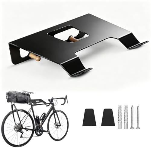 3-in-1 Fahrrad-Wandhalterung mit Haken, Platzsparender Fahrradträger für Road/Mountain/Hybrid-Fahrräder, Horizontale Fahrradaufhängung für Garage oder Zuhause