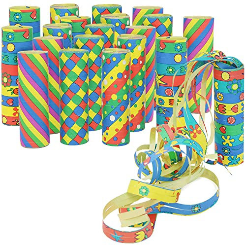 com-four® Rollos de serpentinas pequeñas 20x en Diferentes Patrones como Decoraciones de Fiesta para cumpleaños [la selección varía] (20 Piezas - Coloridas)