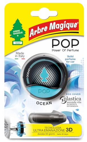 Arbre Magique POP, Profumatore Auto Solido, Fragranza Ocean, Profumazione Delicata e Fresca, Durata Fino a 30 Giorni, Design Italiano, Confezione da 1 Pezzo