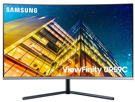 SAMSUNG 32 UR59 Series ViewFinity 4K UHD (3840x2160) Computer Monitor, Curved, HDMI, Display Port, 3-sided border-less, Eye Saver Mode LU32R590CWNXZA, Black