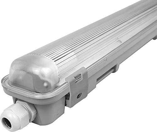 CABLEPELADO Pantalla Estanca LED | Luminaria de Techo IP65 | Conexión Lateral para 2 Tubos T8 60 cm | Clase A