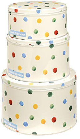 Bridgewater Emma Polka Dot Set 3 round cake tins - 250 (d) x 145mm, 225 (d) x 120mm, 200 (d) x 95mm