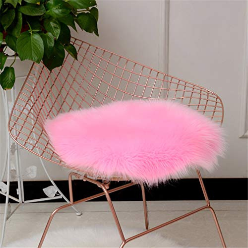 Deike Mild Rund Sitzkissen Faux Lammfell Schaffell Sitzauflage Fell Optik Nachahmung Wolle Teppich Stuhl Sofa Matte (Pink,45cm)