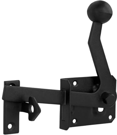 Gedotec Gartentorfalle Stahl schwarz | BLACK BOLT | 1 Stück Tor-Verschluss mit Klink-Haken | Länge: 160 mm | Torverriegelung beidseitig verwendbar | Türschließer zum Schrauben | Türschloss