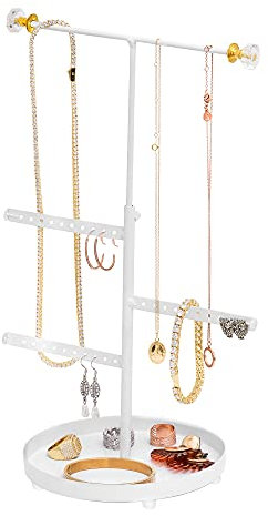Sasha Morel T-Shaped Jewellery Stand with Base | Necklace Stand Jewellery Organiser - Bracelet Holder, Earring Storage Organiser, Dressing Table Organiser | Room Decor & Christmas Gifts for Girls