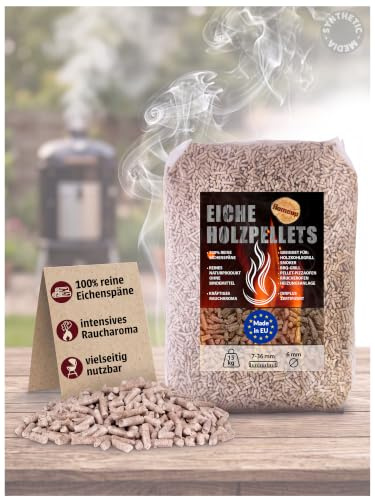 Eiche Pellets 15 kg Grill Smoker Holz Pizzaofen BBQ Pellet Outdoor Ofen Grillen Chunks Holzpellets Garten Räuchern Pizza Wood Smoke Zubehör Rauch Flameup