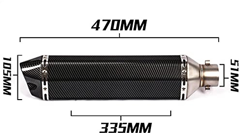 Tubo di scarico per moto 38-51MM Silenziatori Slip On End per moto Silenziatore nero in fibra di carbonio Tubo di scappamento posteriore DB Killer in acciaio inossidabile per scooter da cross ATV (C)