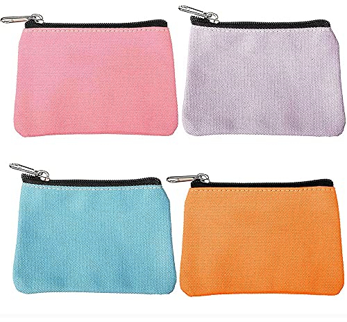Srcasy 4 Stück Mini Geldbörse aus Canvas, Kleine Leinwand Münzbörsen, Kleine Canvas Geldbörse mit Reißverschluss, Mini Tragbare Geldbörse, für Münzen, Schlüssel, Headset, Lippenstift, Karten