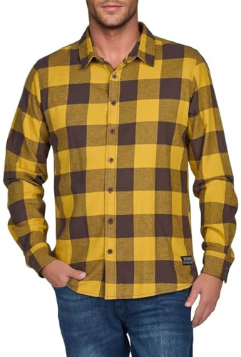 riverso Flanellhemd Herren Langarm Kariert Regular Fit RIVArne Hemd | Holzfällerhemd Karohemd 100% Baumwolle Grau Braun Gelb Rot Grün S M L XL XXL 3XL 4XL 5XL