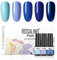 Rosalind UV Nagellack Blau - 5 Farben Set, Marineblau, Gel, DIY Nail Art Salon, Blaue Serie, Shellac Nagellack, Mini UV Lampe für Nägel