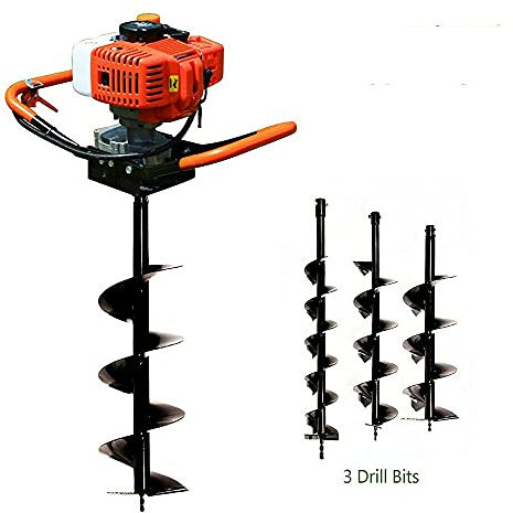 Petrol Earth Auger, 2-Stroke 71cc Gas Powered Earth Borer Post Hole Digger Borer, Heavy Duty Fence Post Hole Borer with 4 6 8 Drill Bit