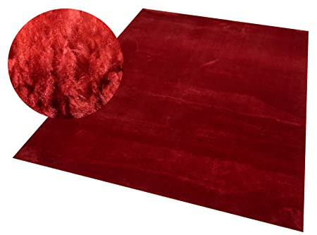 CARPETIA Weicher Teppich Uni Waschbar rutschfest Rot 240x340 cm | Flauschig, waschbar, rutschfest, pflegeleicht und strapazierfähig, für Wohnzimmer, Schlafzimmer, Flur & Badezimmer