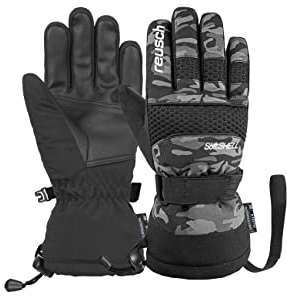 Reusch Skihandschuhe Kinder | warm, wasserdicht, schwarz-grau-pink, 4,5
