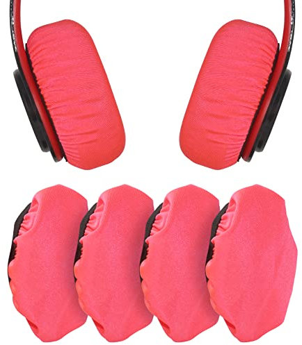2 Pairs Headphone Ear Covers Replacement, PChero Fabric Earpad Cover Protectors with Stretchable and Washable Cloth for Wireless Wired Over The Ear Headphones (Fit 3.5 - 4.3, Pink)
