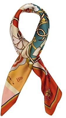 LumiSyne Seidenschal Damen Quadratischer Schal Farbe Malerei Gedruckte Retro Künstlerisch Stil Leicht Satin Kleines Vierecktuch Multifunktionales Halstuch Bandana Kopfschmuck Haarband 70×70cm