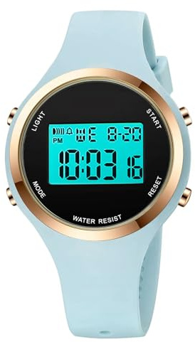 XCZAP Outdoor Sport Watches Alarm Clock 5Bar Waterproof LED Digital Watch (O-Light Blue)