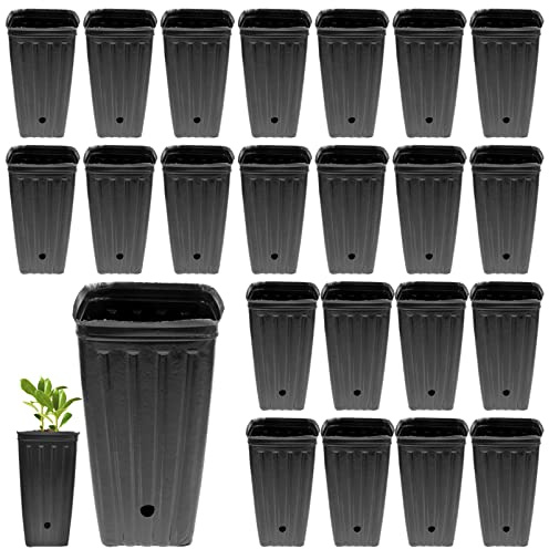 Yardwe Macetas de plantas de árbol, 30 unidades, reutilizables para viveros profundos, macetas de plantas de semillero, con agujeros de drenaje, 10 x 20 cm