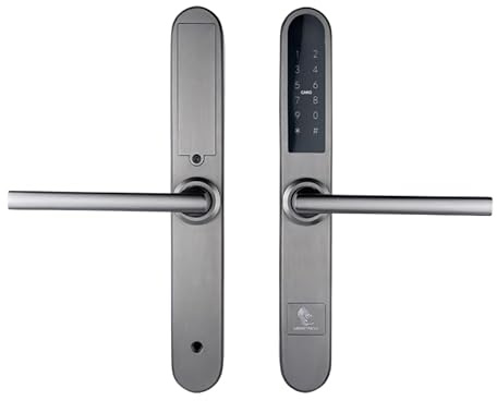 SMARTPASS Smart Lock Türschloss, Elektronisches Türschloss, Türriegelschloss mit Telefon, Code, Karte, Schlüssel, App-Kontrolle, Bluetooth, Wi-Fi, Modell Paris (Grau)