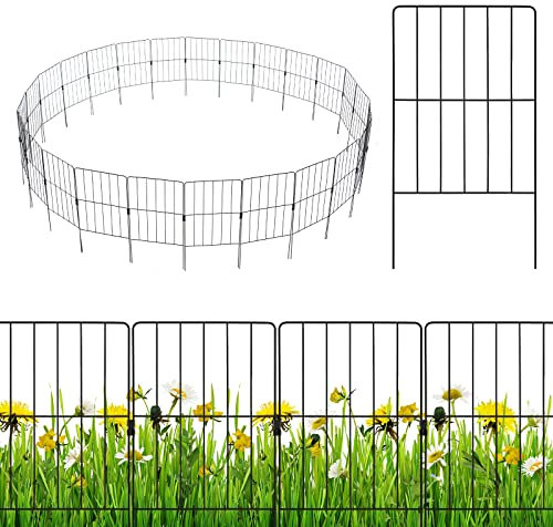 COSTWAY Clôtures de Jardin 25 Pièces Pliable en Métal, Barrière Jardin Exterieur pour Animaux Résistant à la Rouille, Décoratives pour Terrasse Aménagement Paysager, 825 x 60CM