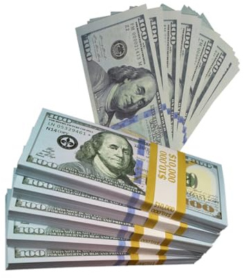 HONGECB Prop Money Dollar, Copier de l'Argent, Faux Billets pour Films, Jouets en Espèces, Farces, Jeux de Casino - 120 Pièces de 100$