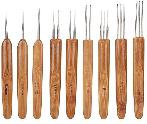 Dreadlock-H?kelnadel-Set, 9-teiliges Einzel-Doppel-Drei-Haken-Zopfhaar-Strickwerkzeug, Bambusgriff, Zopfhaar-Webwerkzeug Zum Fixieren Langer Haare, Stricktechnologie Nadel Weben H?keln f¨¹r Haare