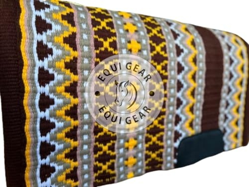 EQUIGEAR Western Show Horse Satteldecke aus neuseeländischer Wolle, Western-Design, handgefertigte Satteldecke, Wollpolster, Sensor Flex (Anpassung möglich) SA08 (34 x 33)