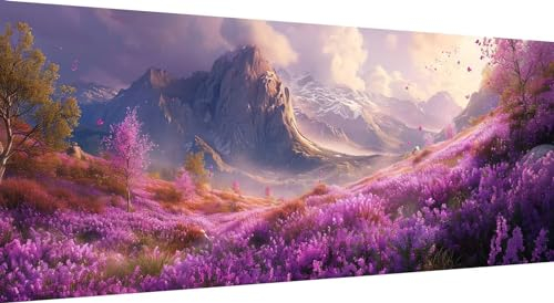 Qiaoqoo 5D Diamond Painting Landschaft, DIY Diamant Painting Bilder Lavendel, Diamand Painting Erwachsene Groß xxl, Kinder Diamant kunst Set mit Diamond Painting Zubehör, Home Wand Décor 100x40cm