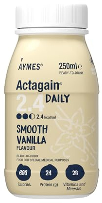 AYMES - Actagain 2.4 Daily - High Energy Nutritional Drink - Smooth Vanilla - 1 x 250ml Bottles - Gluten Free - Suitable for Adults and Children Aged 6+
