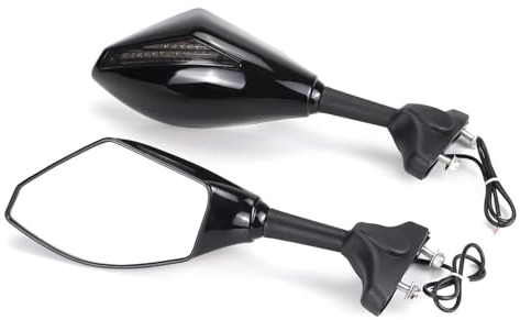 Motorradspiegel, Lenkerspiegel Racing Rückspiegel Mit Blinker Für Kawasaki Für Ninja Für ZX6R Für ZX636 Für ZX9R Für ZX10R Für ZX1000 Motorradspiegel (Color : Black-Smoke)
