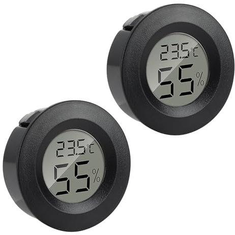 Reptile Thermometer Hygrometer, Digital hygrometer thermometer Gauge for Incubators Breeding Boxes Terrariums Hygrometer for Lizards Spiders Tortoises, Switchable Celsius/Fahrenheit Black (2)