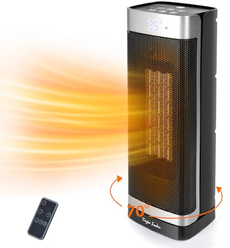 Taylor Swoden Electric Heater, 2000W Energy Efficient Space Silent Heater with ECO Mode, PTC Ceramic Heater with Remote, Oscillation, 4 Modes, 24H Timer, Overheat & Tip-Over Protection - Fiery Pro