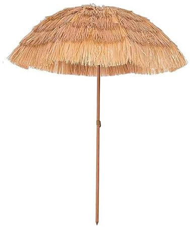 Ombrelloni da Esterno Ombrellone in Paglia Simulata Densa con Funzione di Inclinazione Adatto per Giardino Patio Spiaggia Piscina Cortile (Color : Natural A, Size : 160CM)