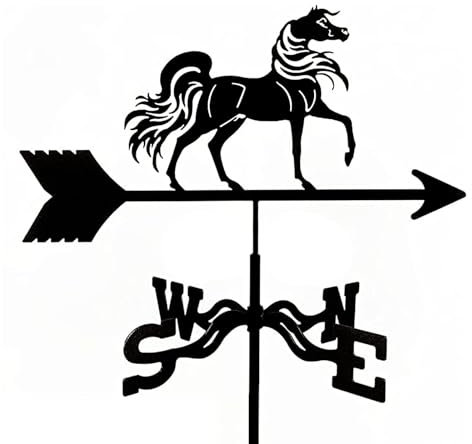Wetterfahne, Wetterfahne, Arabisches Pferd, Ornament, Wetterfahne, Garten, Wetterhahn, Edelstahl, Windrichtungsanzeiger mit Halterung, korrosionsbeständig