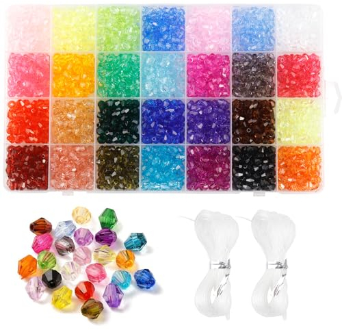 2.800 Stück facettierte Kristallperlen, 6 mm Perlen für Armbänder, Bicone Perlenset für Armbänder, Basteln, Kristallperlen für Halsketten, Schmuckherstellung, Bastelarbeiten zum Selbermachen usw