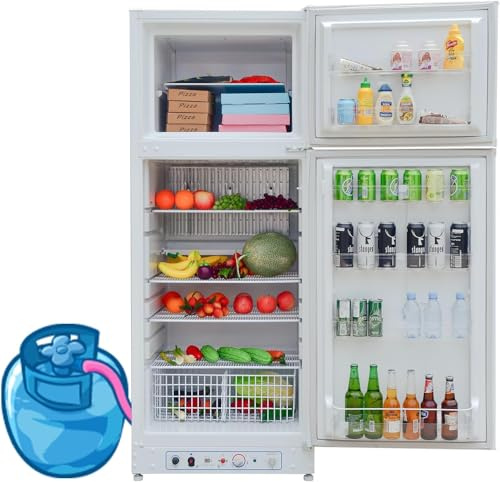 Smad 13.4 cu.ft Gas Refrigerator with Freezer, Propane RV Fridge for RVs, Campers, Off-Grid Cabins, White