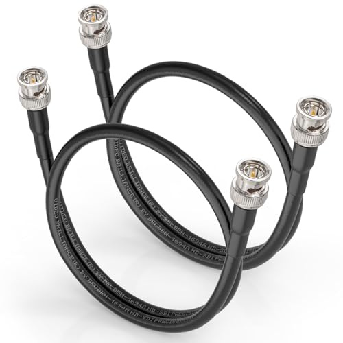 Superbat Cavo SDI 3G/6G/12G BNC 75 Ohm Maschio a Maschio Belden 1694A 60cm | Doppia Schermatura, Placcato Oro, 18AWG, 4K UHD/8K, 2 Pezzi, Nero, per Blackmagic, Telecamere, Convertitori, Monitor, CCTV